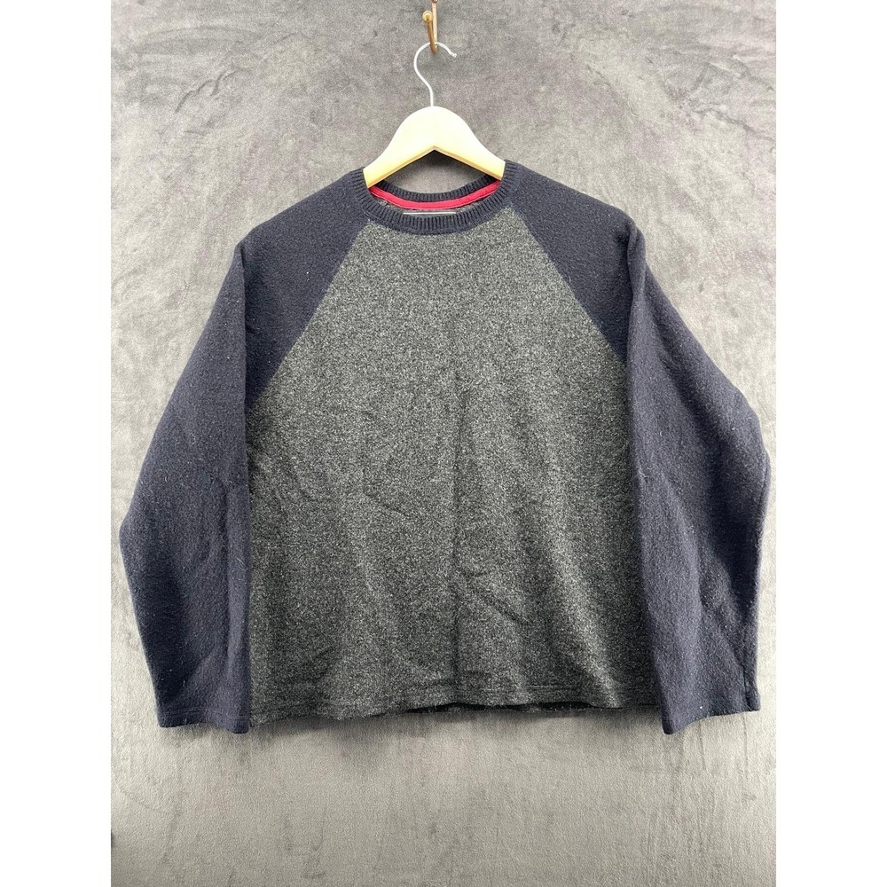Abercrombie & Fitch Lambswool Blend Raglan Sweater Grey Navy Blue XL Y2K
